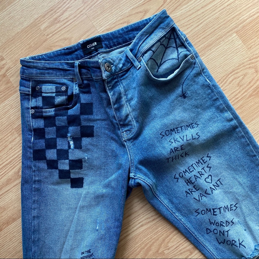 OTHER UK HANDWRITING REBEL DISTRESSED JEANS